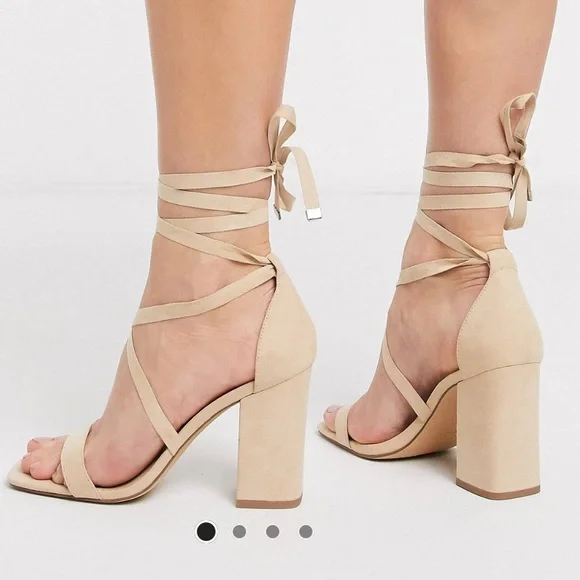 Beige lace up heels - Picture 1 of 4